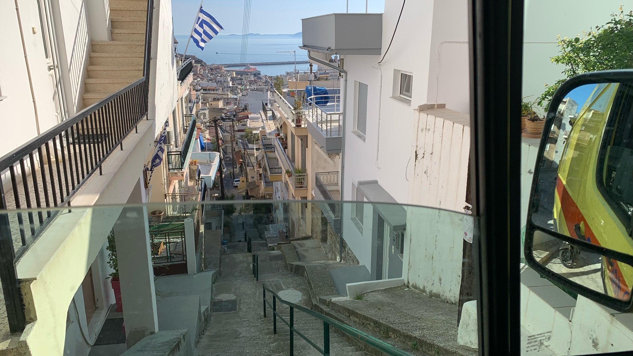 EKAB-2 View of Kavala from inside the ambulance