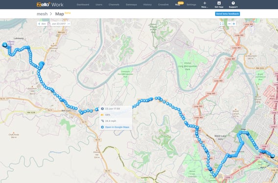 ZelloWork Console Location Tracking App, History View