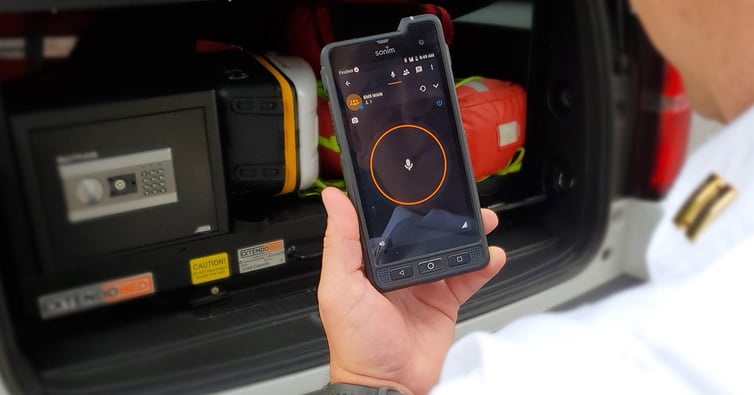 First responder using Zello application on rugged device